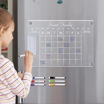 Fashion Fridge Magnet Sticker Calendar Board Planner Reusable Magnetic Dry Erase Schedule Transparent Acrylic Message Menu