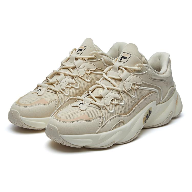 Fila Textile, Synthetic Leather Low Top Running Shoes Men's Beige F12M141105FAG