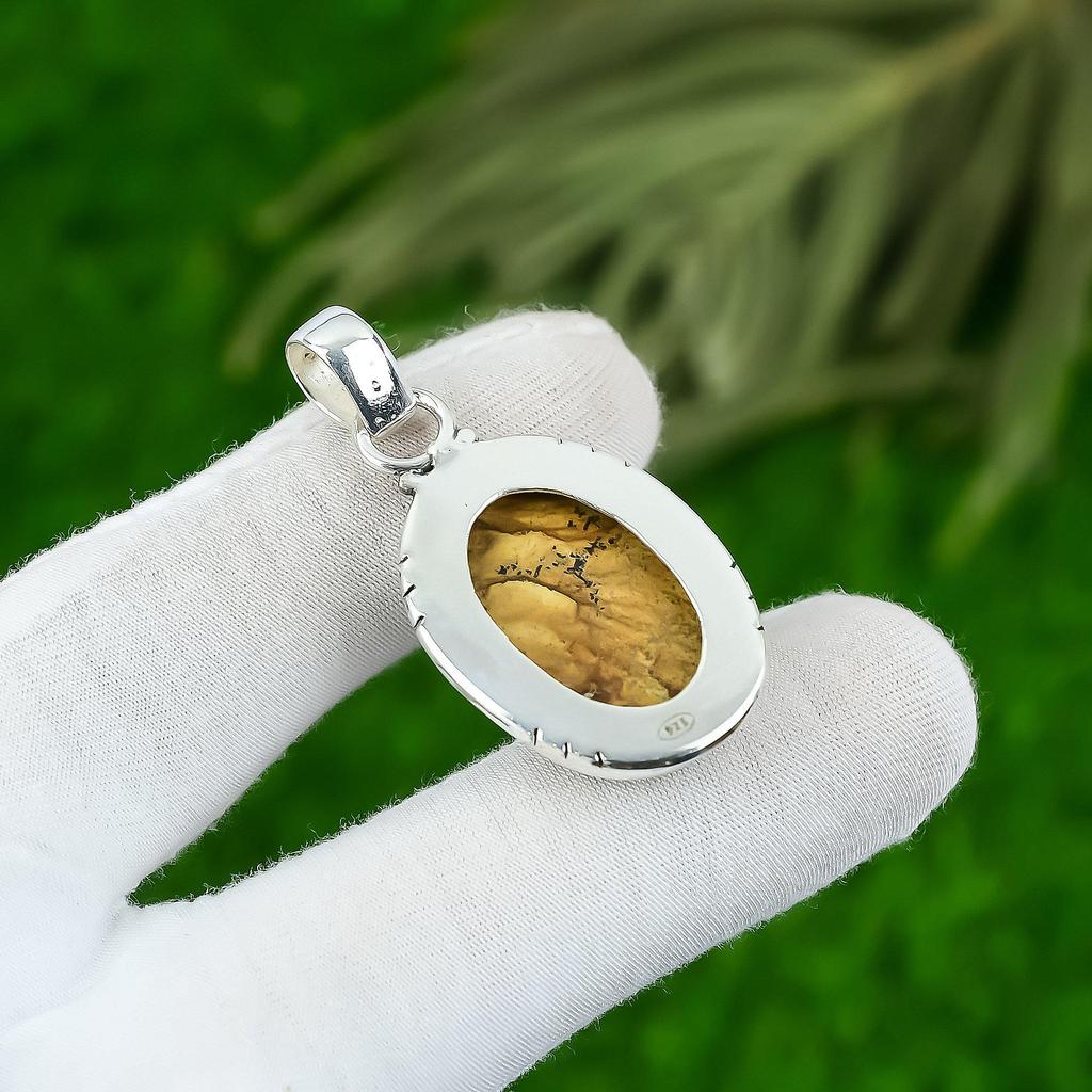 Sterling Silver Picture Jasper Gemstone Birthday Daughter Anniversary Pendant