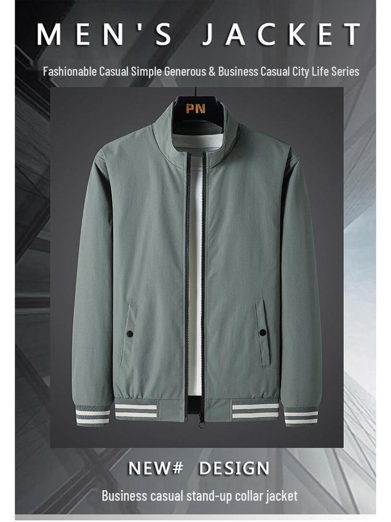 Men's Spring and Autumn Business Casual Stand-up Collar Windproof Jacket