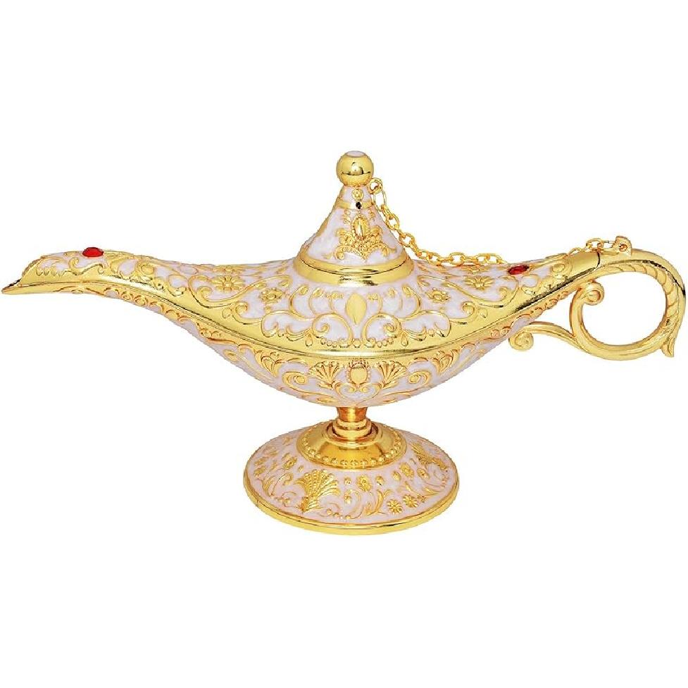 Vintage Legend Aladdin Lamp Magic Genie Wishing Light,Collectable Rare Classic Arabian Costume Props Lamp Tabletop Decor Crafts for Home/Wedding