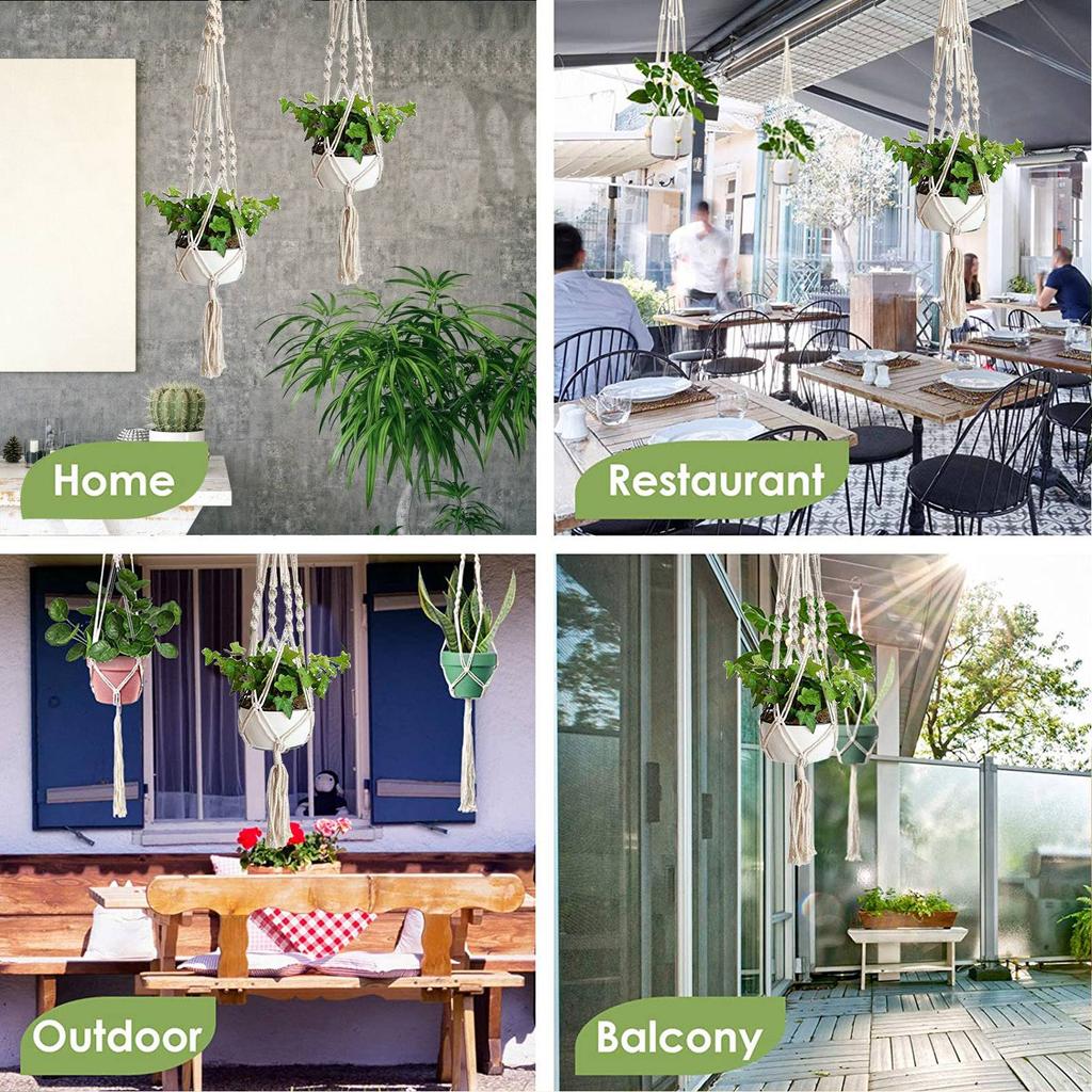 Buy 2 Pack Macrame Plant Hanger - Indoor Outdoor Hanging Planter Shelf ...