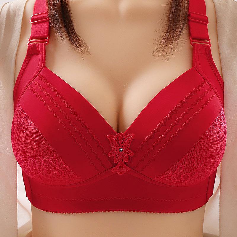 High End Plus Size Thin Cup Without Steel Rim, Beautiful Back Underwear, Comfortable Adjustment, Breathable, Sweat Absorbing, Mom's Bra