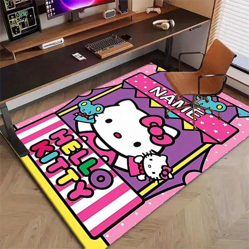 Custom HelloKitty Mat Personalized Name, Polyester Washable Indoor Entryway Rug, Gift for Christmas, Easter, Thanksgiving Day