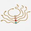 ins French retro round color zircon bracelet stainless steel plated 18k gold macaron niche design accessories