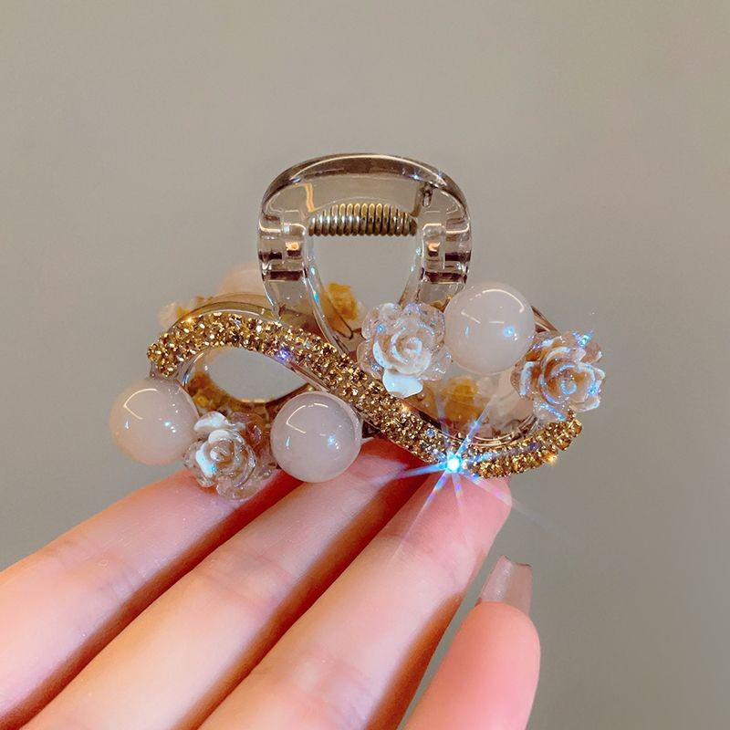 2025 Light Luxury Camellia Rhinestone Pearl Hair Clip for Elegant Updos