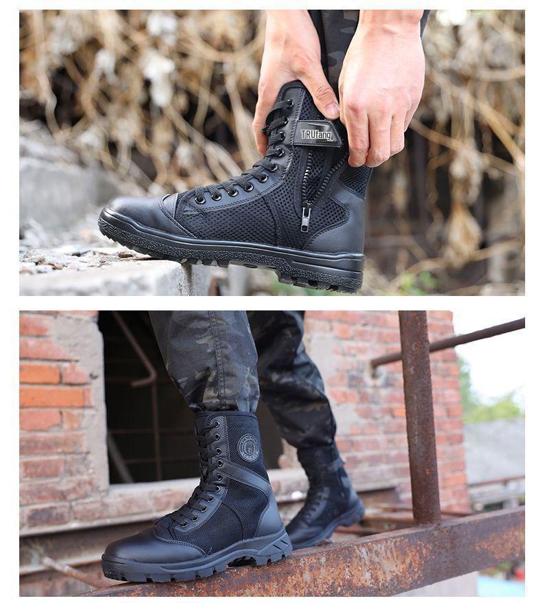 Men's Lightweight Summer Tactical Boots: Breathable High-Top Combat and Outdoor Martin Shoes.