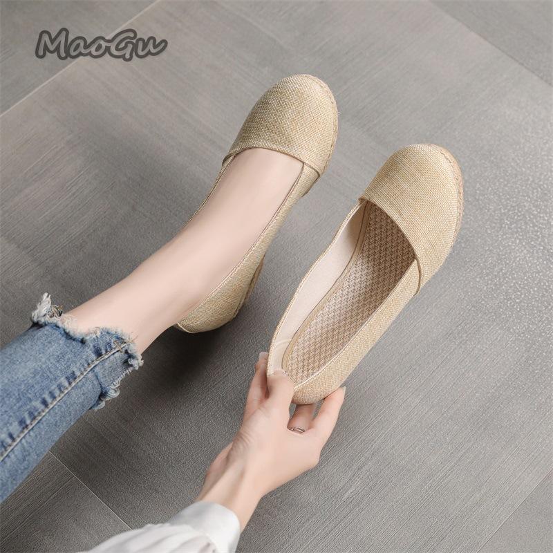 2026 Spring Summer Wedges Comfortable Women's Casual Shoes Breathable Linen Espadrille Pumps Slip-on Daily Wear Shoes Size 34-42