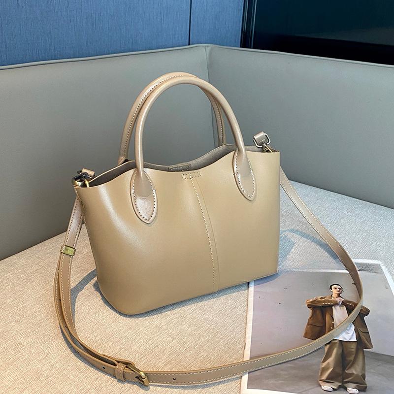 

Женская сумка из натуральной кожи, одноплечевая сумка-тоут, нишевая сумка кроссбоди, ретро, вместительная сумка One Size абрикосовый