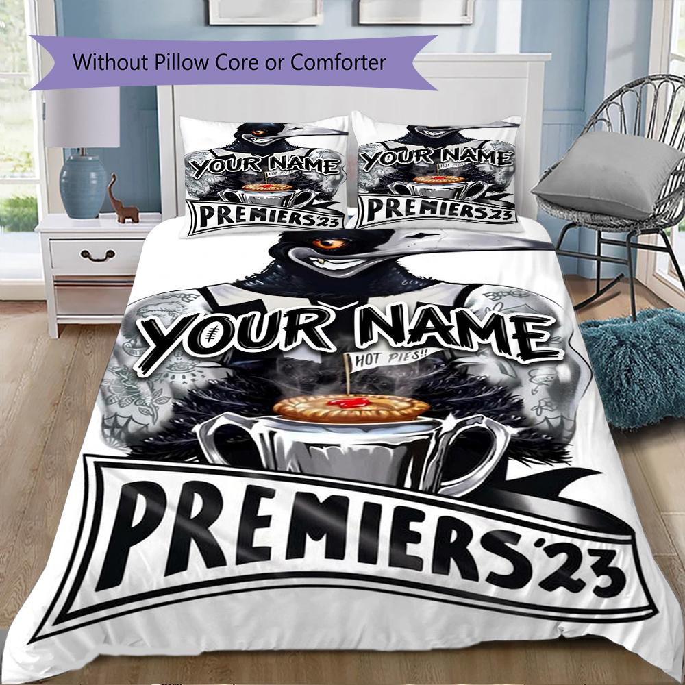 Benutzerdefinierter Name Collingwood Muster Bettwäsche Steppdecken-Set Steppdeckenbezug Kissenbezug Heimdekoration Geburtstagsgeschenk (1*Bettbezug+2*Kissenbezug ohne Füllung)