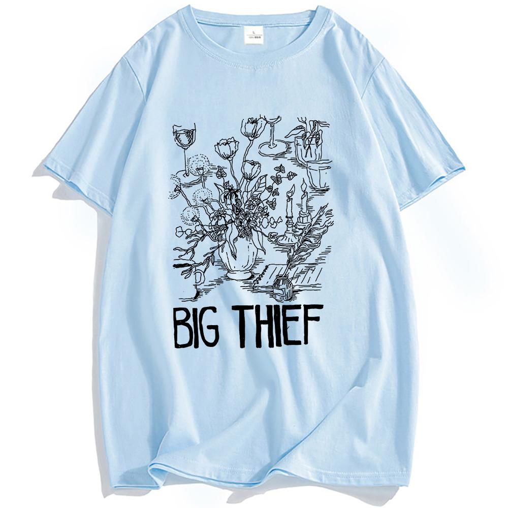 Big Thief Flowers & Candles T-Shirt Kurzarm Sommer Herren T-Shirts Mode Band Grafikdruck T-Shirt Rundhals Unisex Streetwear
