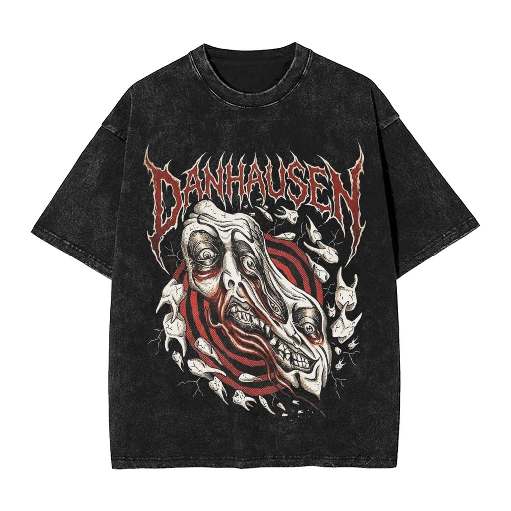Washed T Shirts Danhausen Curses Meme Horror Hip Hop TShirts Oversize Streetwear Short Sleeve Summer Tops Tees Men Women