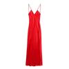 European & American Style Silk Satin Backless Summer Dress - Solid Color, Fashionable, High-Quality Texture.