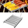 Detachable Handle Hot Dog Roller Stainless Steel Hot Dog Griller BBQ Grill Rack  Barbecue Grilling