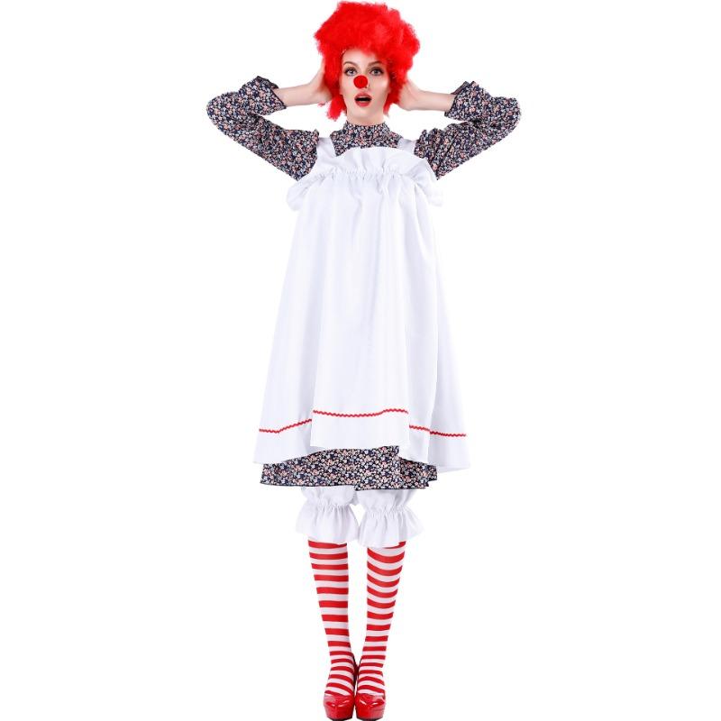 M-XL Halloween Maid Clown Costume, Mall Entertainment Clothes, Adult Cosplay Animation Uniform