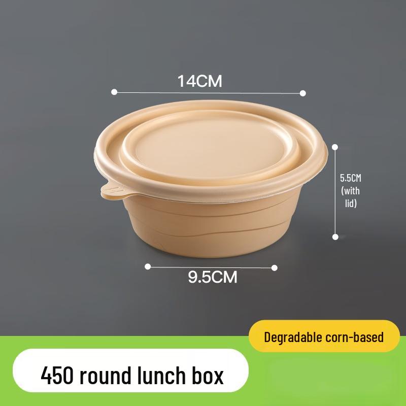Handun Biodegradable Corn Starch Disposable Round Bowls with Lids