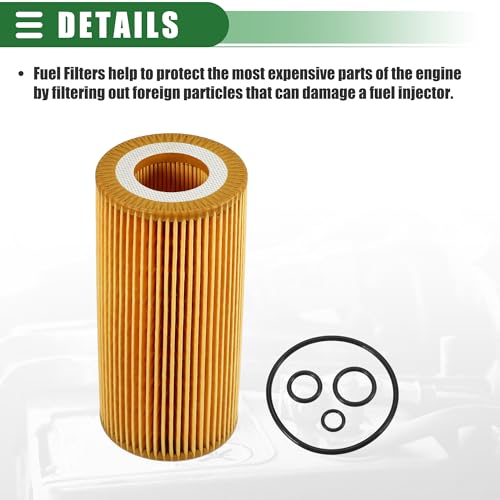 Motoforti Engine Oil Filter, Fuel Filter, for Mercedes C216 W221 W221, Made of Plastic, with Washer, No. 2751800009, Yellow, 1 Set