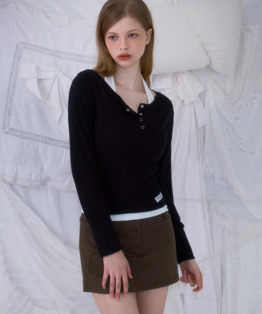 Rose Franz Pocket Mini Skirt [Khaki]