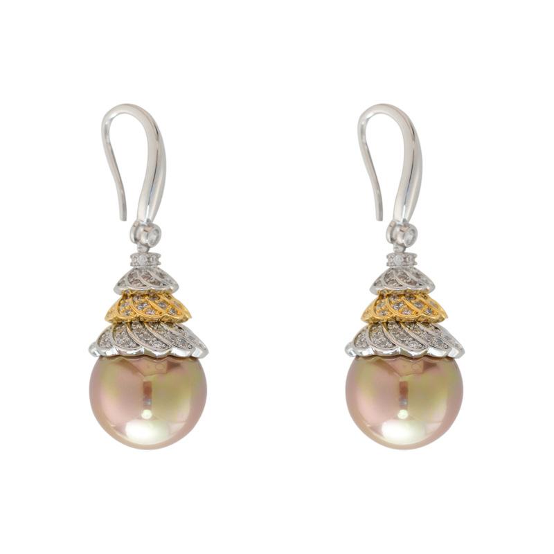 Cross-Border Champagne Gold Pearl Earrings Korean Version Of High-End Light Luxury Earrings Women'S Long Temperament Socialite Pearl Earrings
