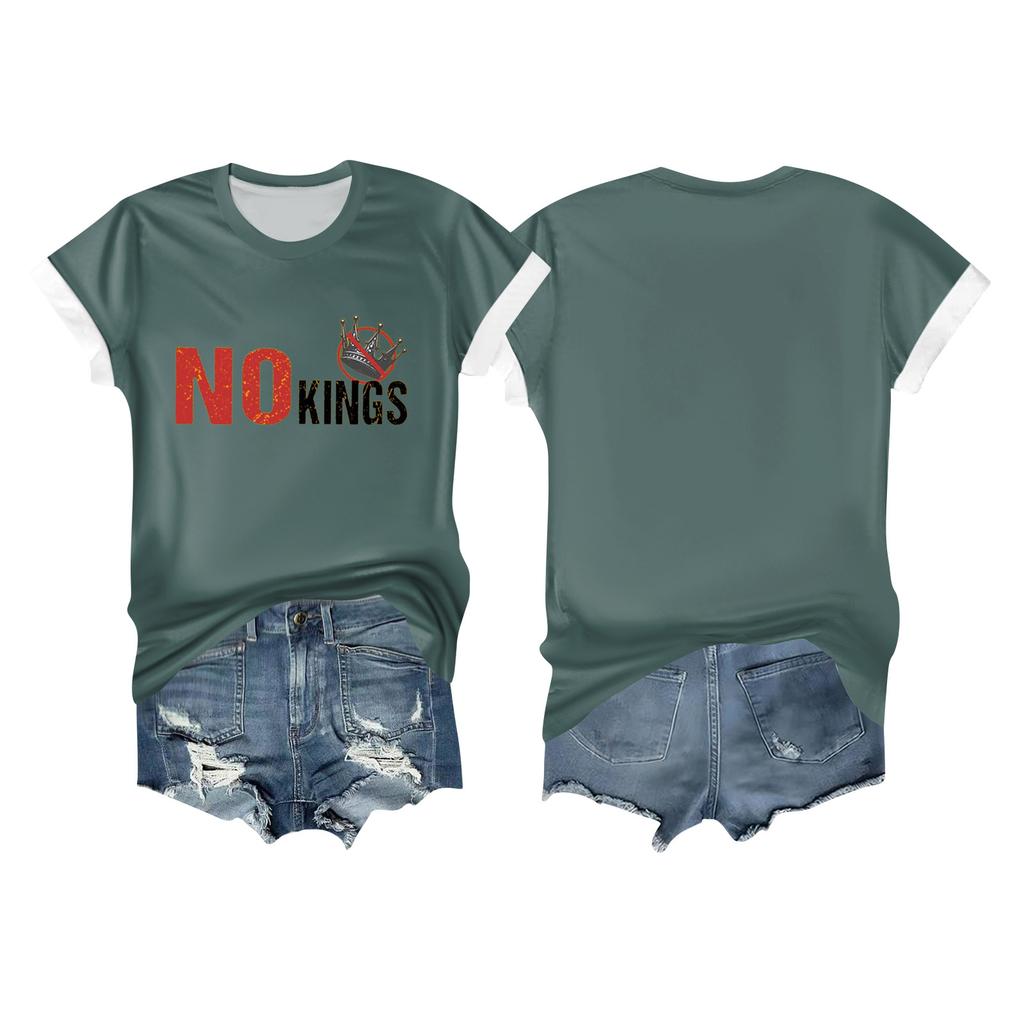 Women's Casual Printed T-shirt Round Neck Pullover Short-sleeved Top