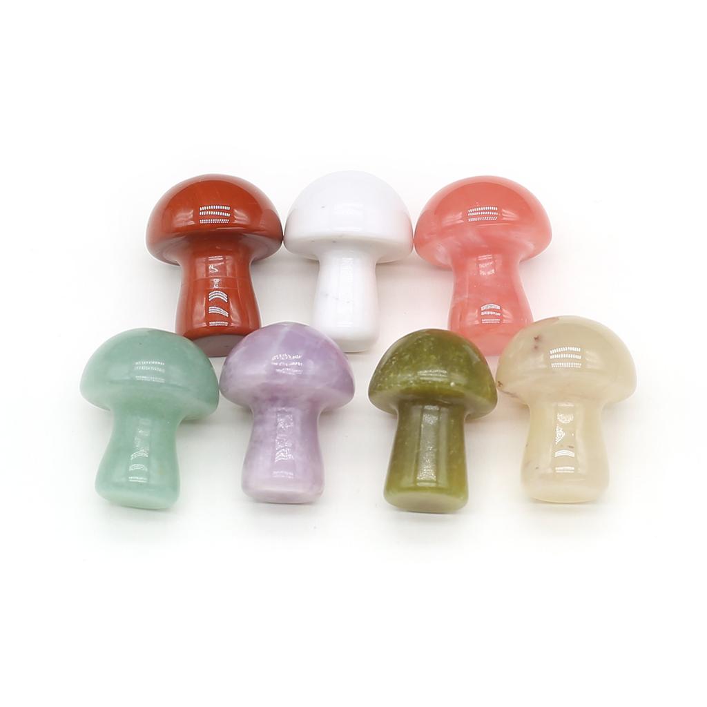 7Pcs/Pack Natural Stone 7Chakra Mushroom Shape Ornament Decoration Reiki Healing Gemstone Home Decor Small Furnishings Women Jewelry Gifts 15×20 Mm
