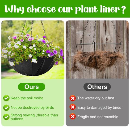 Stoff Plantekurv Fôr Filt Blomsterpotte Fôr Erstatning Hage Vegghengt Plante