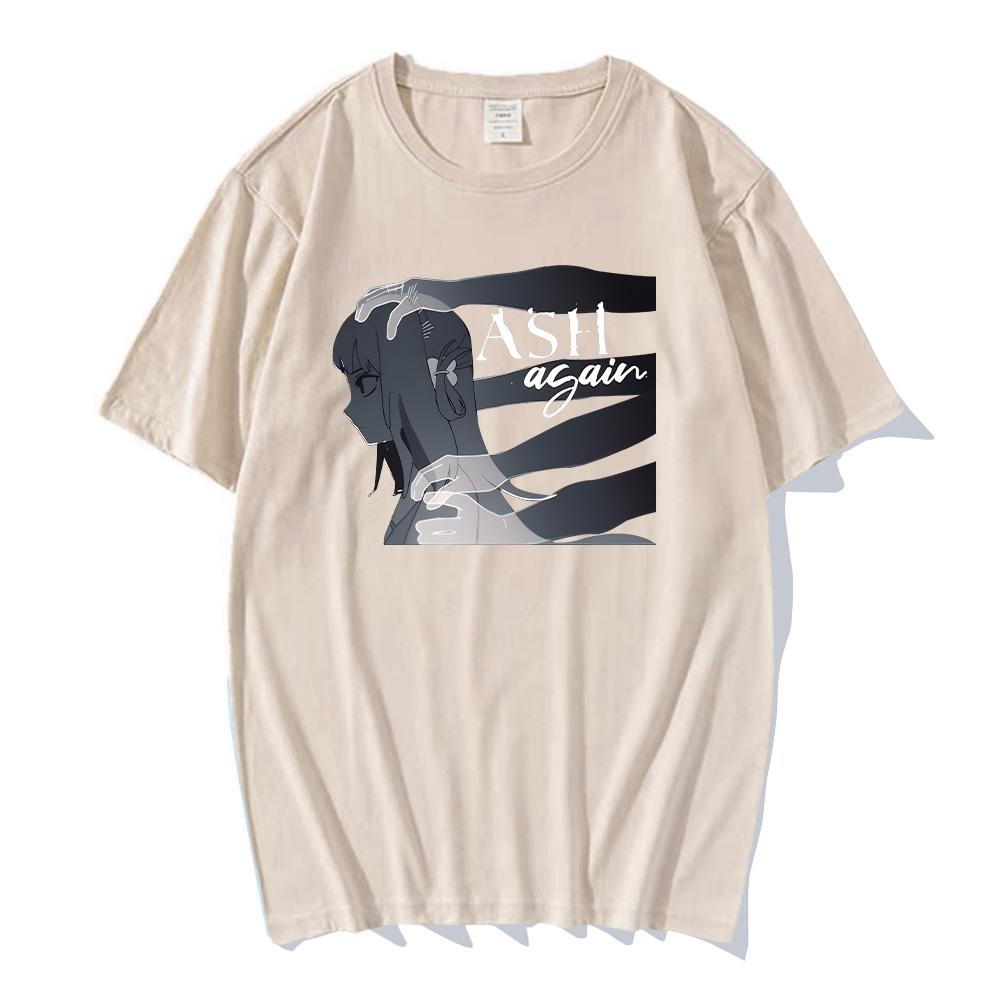 Gawr Gura & Casey Edwards Ash Again 2025 Tshir  Anime Print Fashion Harajuku Aesthetic Tee Summer Unisex Cotton High Quality Top