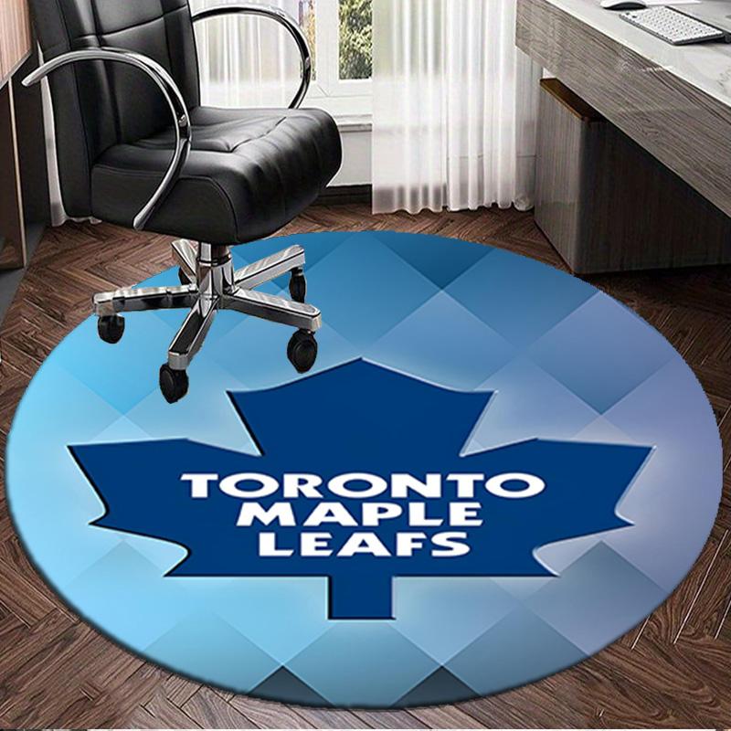 1PC Toronto Leafs Hockey Round Rug, Non-slip Chair Mat, Home Decor, Circle Carpet Perfect for Office, Bedroom, Living Room,Christmas gift
