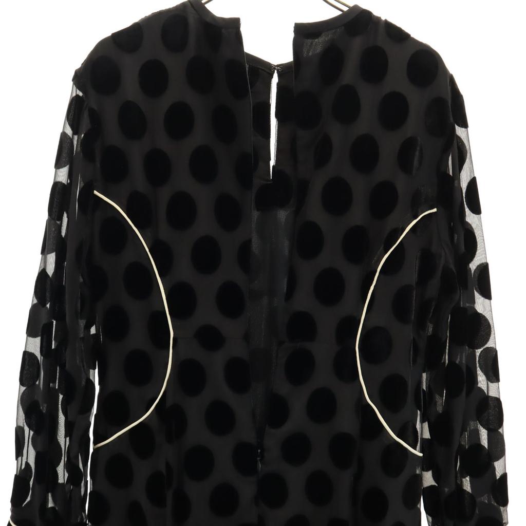 CLANE Dot Pattern Long Sleeve Sheer Long Dress 1 Black Polka Dot Women Used