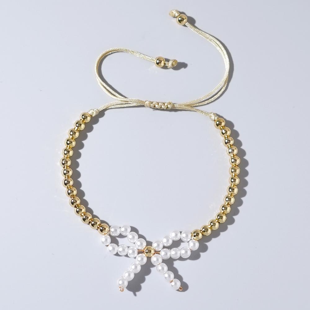 GO2BOHO New Summer Beach Shiny Crystal Bow Copper Bead Bracelet Women s Exquisite Jewelry Women s Gift