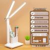 LED Eye-Protecting Double-Head Desk & Bedside Lamp with Atmosphere Night Light for College Study & Dorm Reading