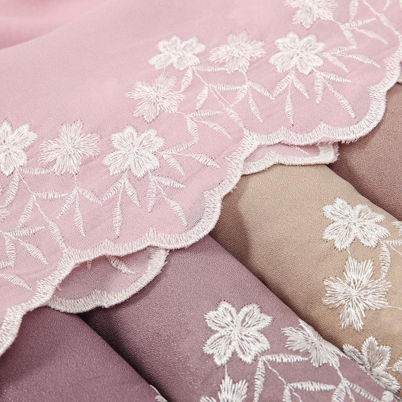 Women Scarf Pearl Embroidery Chiffon Fabric New Style Fashion Soft Middle East Long Scarf Multi Color Scarf