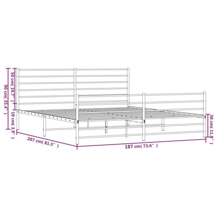 VidaXL Cadre de lit métal avec tête de lit-pied de lit blanc 180x200cm 352390