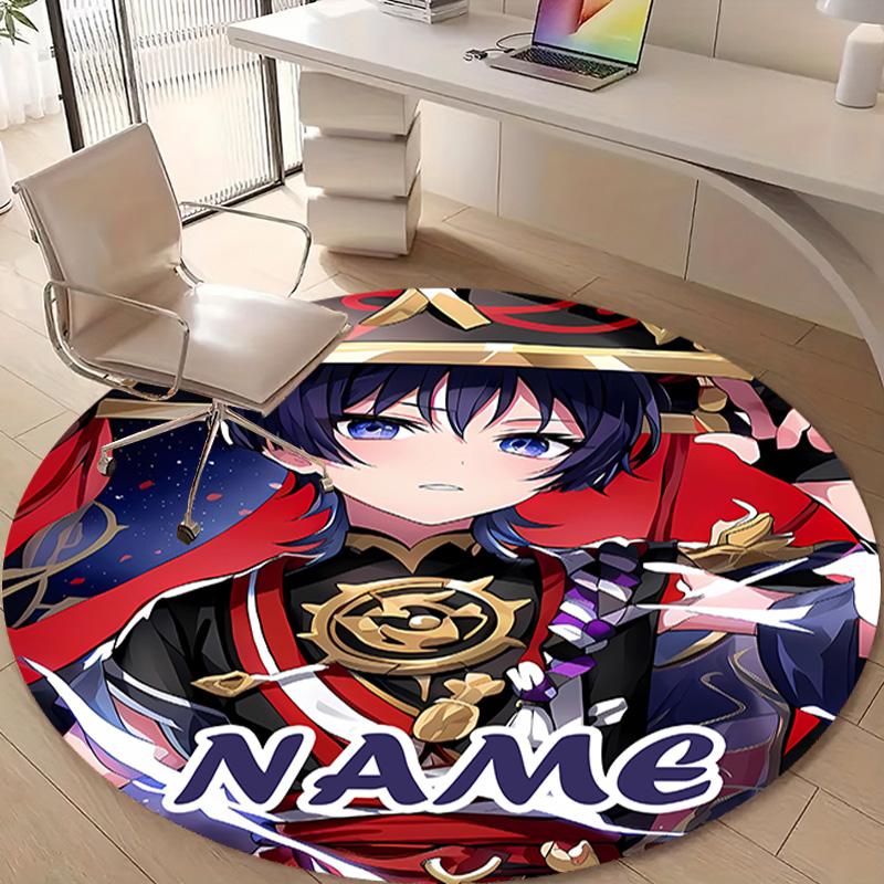 Personalized Genshin Impact Round Chair Office Rug - Perfect for Mat, Office Chair & More - Ideal Gift for Birthdays and Holidays