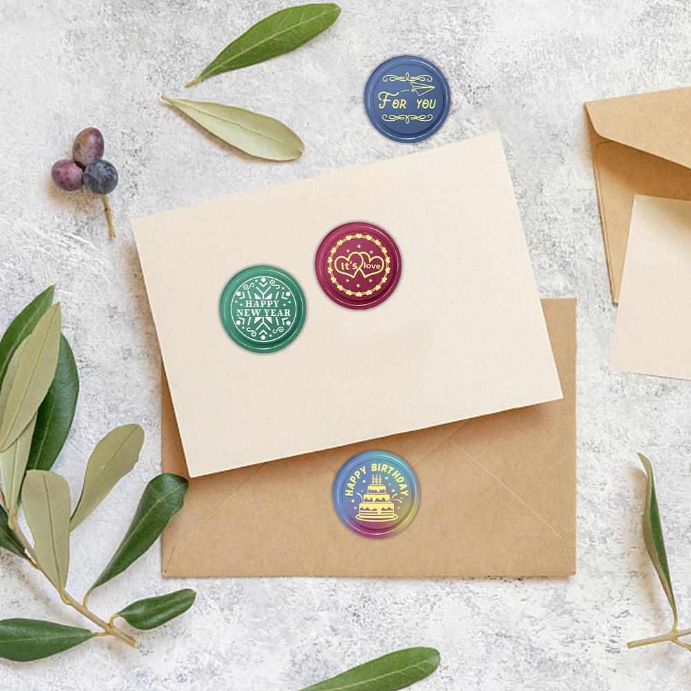 Finest Wine Wax Seal Stamps Brass Head (not included Wax Seal Beads) For You,Open Here,Open me,Good luck 0.98" Removable Round