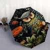 1pc Elegant Floral Owl Design Automatic Folding Umbrella, Portable 3-Fold Design with 8-Bone Iron Frame, Perfect for Outdoor Use, Festive Gifts, Trave