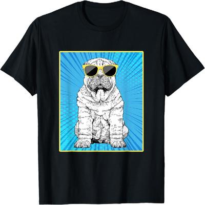 Shar Pei Portrait Pop Art Dog with Sunglasses T-Shirt