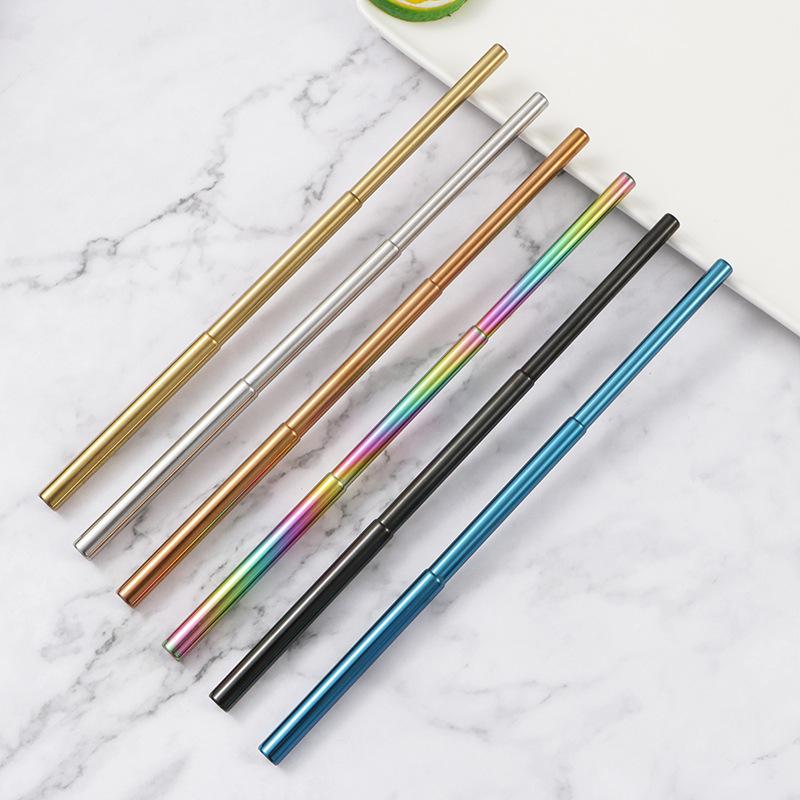 Hot Sale Reusable Metal Retractable Drink Straw Portable Collapsible Telescopic Stainless Steel Straws