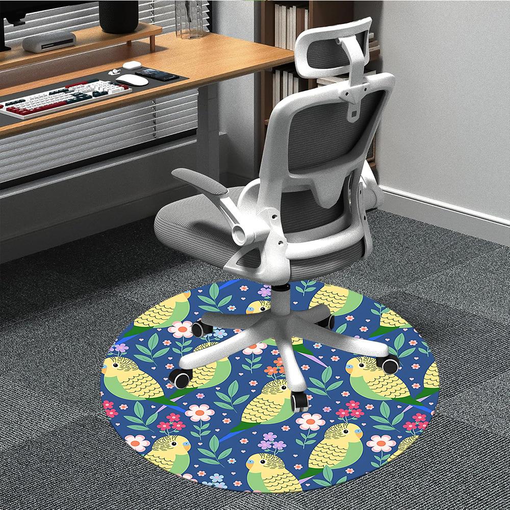 

1pc Parakeet Floral Office Round Area Rug, Under Office Chairs Bedroom Living Room Home Decor, Room Deco 80cm