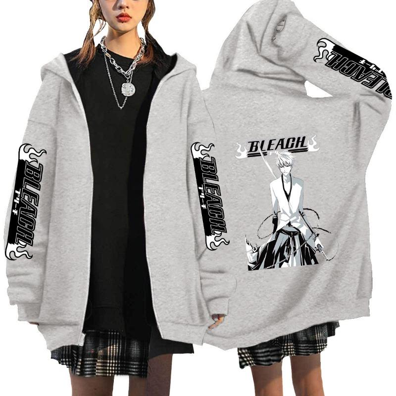 Japonské Anime Bleach Kurosaki Ichigo Potlačená Mikina s Kapucňou Pánska Dámska So Zipsom Ležérna Voľná Mikina Harajuku Unisex Bunda na Zips