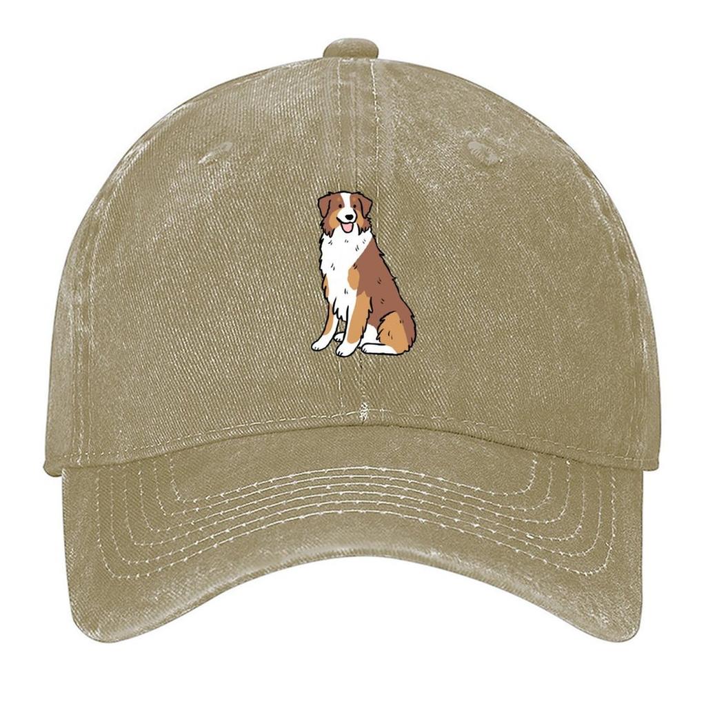 2026 Australian Shepherd Face Cute Illustration - Red Tri Australian Shepherd Baseball Cap Fishing Caps Man Sun Hats For Women M