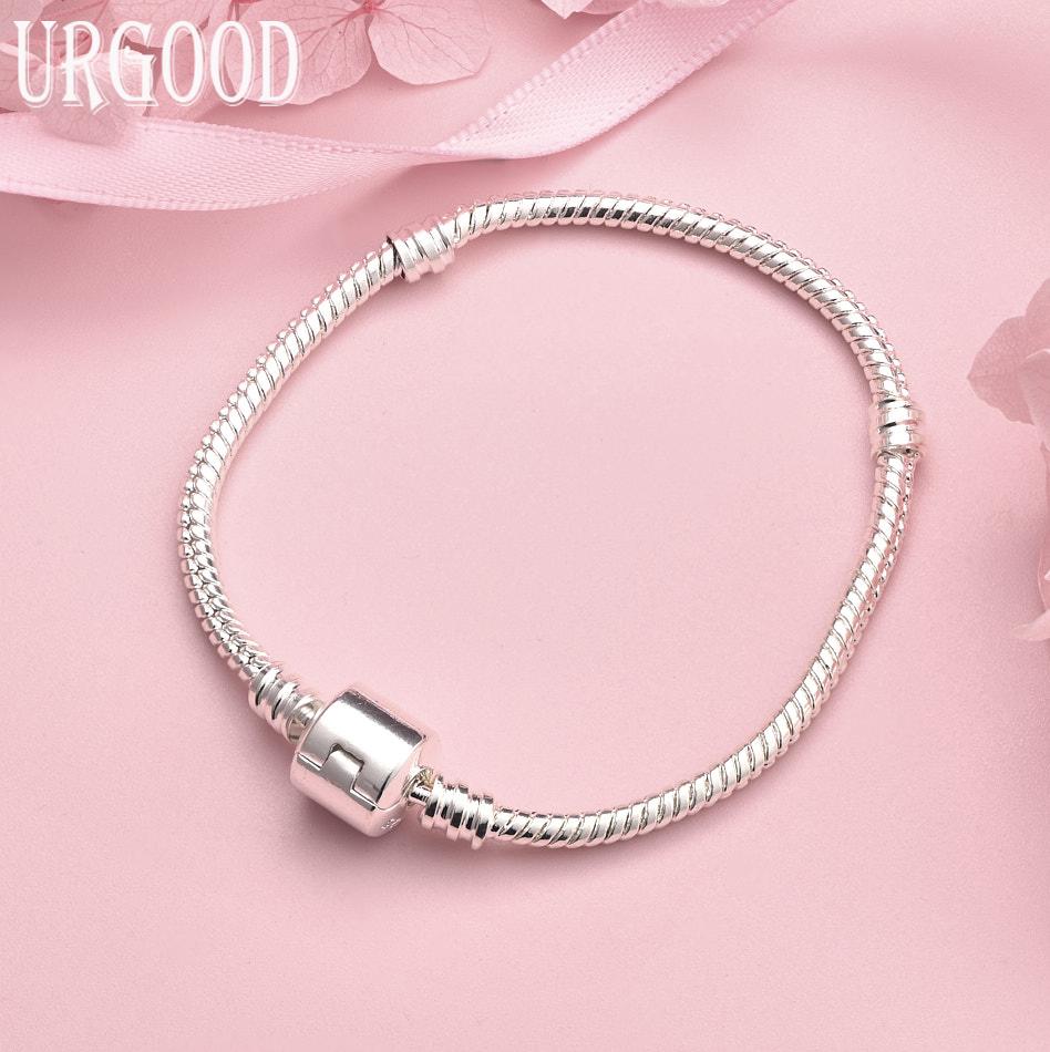 

Браслет из стерлингового серебра 925 пробы, цепочка-змейка, 16-23 см, модный подарок, свадебное украшение 19cm