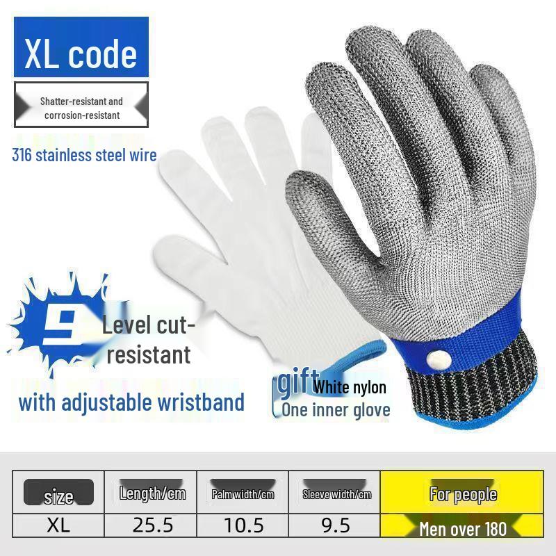 316 Stainless Steel A9 Cut-Resistant Slaughter & Fish Handling Safety Gloves