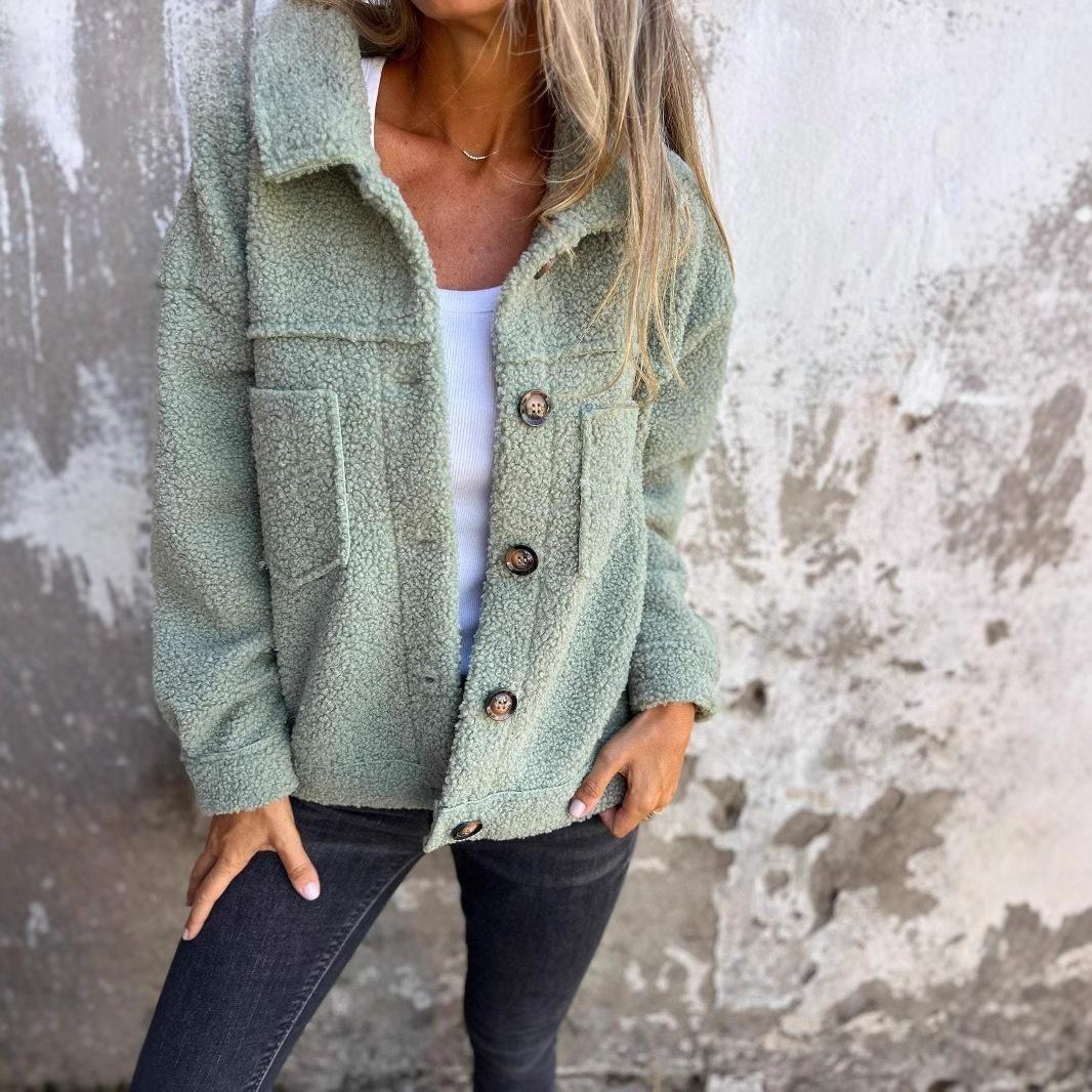 

Женские винтажные повседневные решетчатые куртки и пальто с длинным рукавом и воротником-поло на осень-зиму S