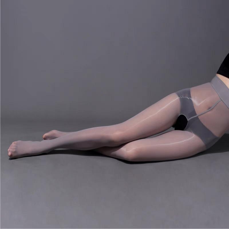 T Type Open Crotch Sexy Oily Pantyhose for Women Underwear Cos Anime Silk Transparent Stocking Women's Legging Thigh High Tights