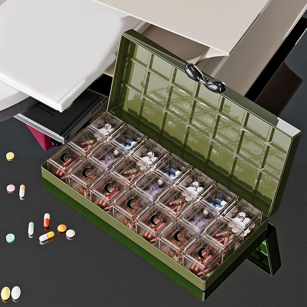 21 Grids Weekly Pill Organizer Food Grade Vitamin Storage Case Daily Pill Box  Travel