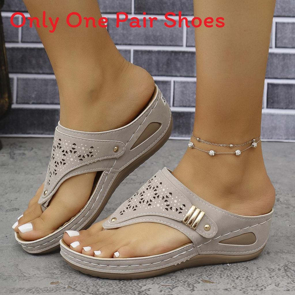Summer Thick Sole Flip Flops With Metal Detail For Adults Size