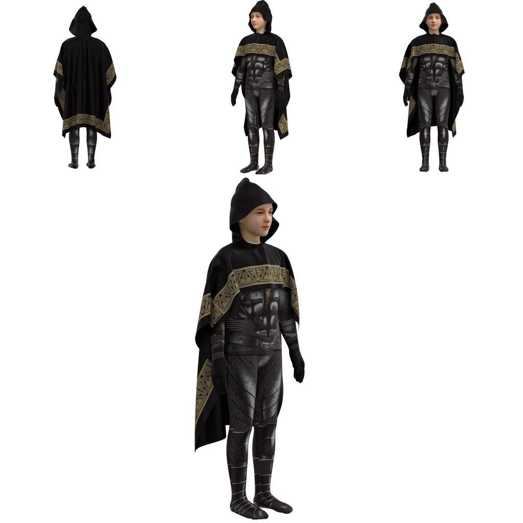 Black Adam Halloween Cosplay Costume Set For Kids And Adults