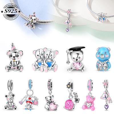 New Copper Charms Beads Retro Candy Colorful Bears Pendants Fit Original Bracelets Diy Women Necklace Jewelry Gifts