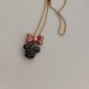 Used Q-pot Chocolate Mickey & Minnie Ribbon Necklace Box